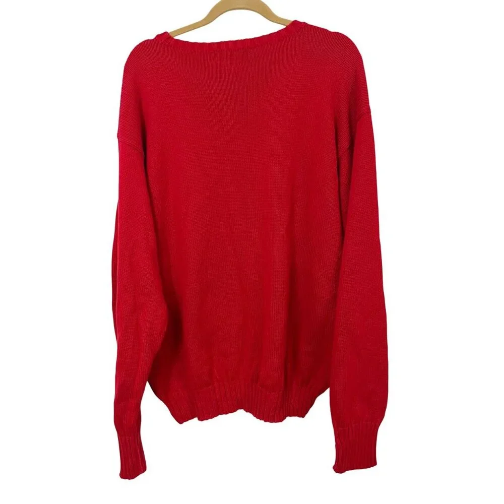 Vintage‎ Polo Ralph Lauren Men's Red Crewneck Pullover Sweater Cotton - Size 2X